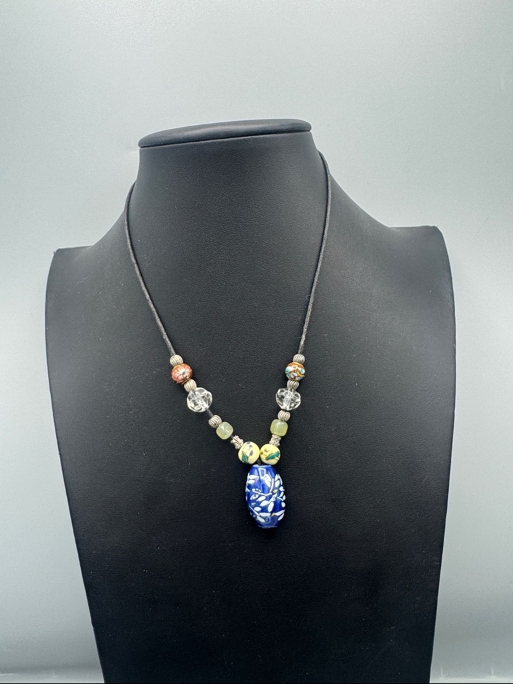 Handcrafted Blue Floral Cloisonné  Pendant Necklace